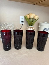 Luminarc Cristal D'Arques Durand Antique Ruby Red Set of 4 Tumbler Glass France