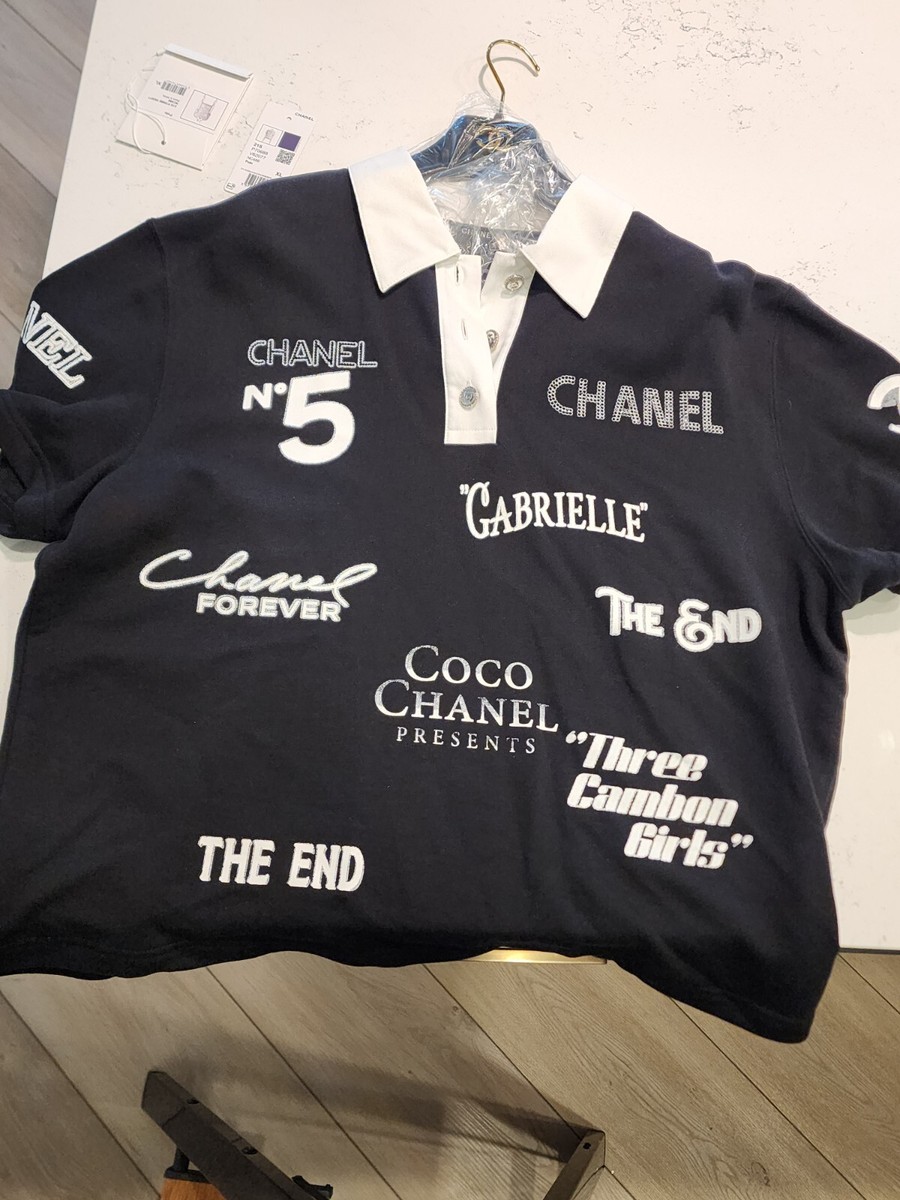 NWT AUTHENTIC CHANEL Elegant Black And White POLO Shirt Size XL | eBay