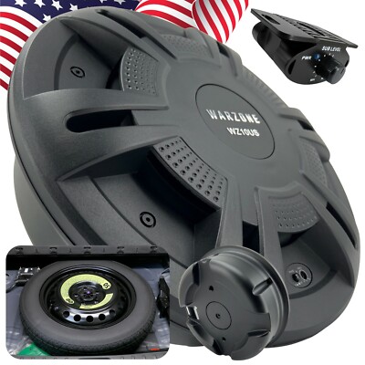 Warzone 10'' 1000W Car Audio Compact Spare Tire SLIM Powered Subwoofer Enclosure