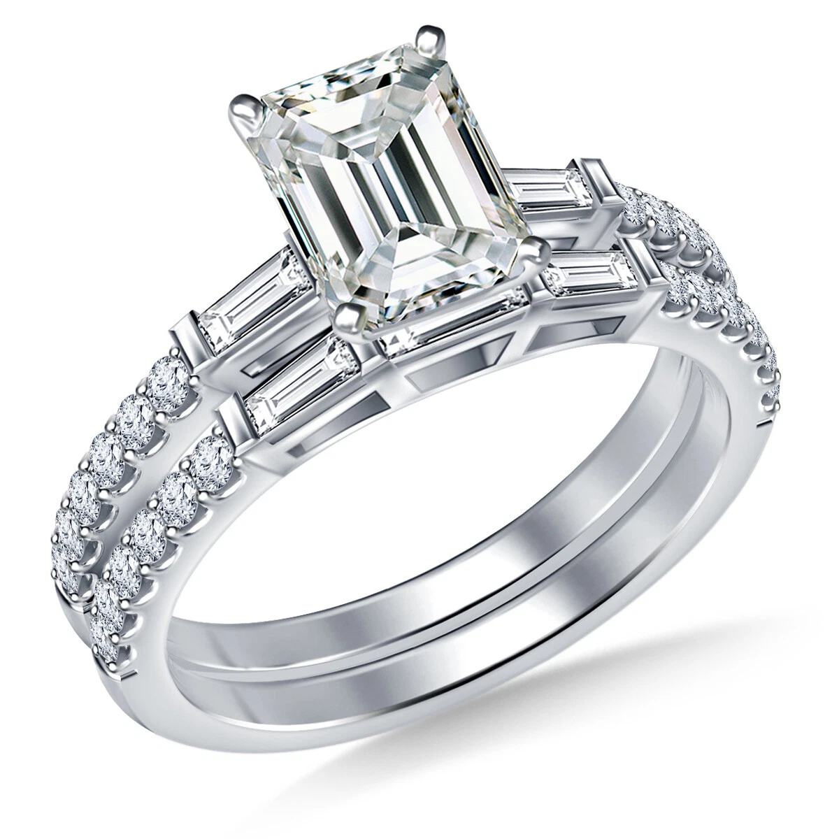 Baguette diamond bridal set shop