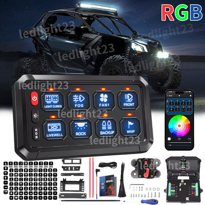 RGB 8 Gang Switch Panel APP control fit 1984-2024 Can-Am Maverick X3 RR UTV ATV