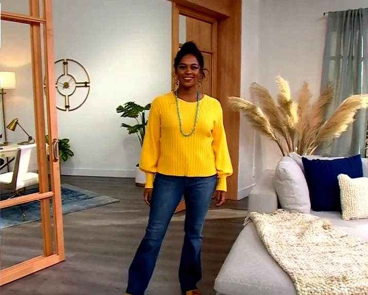 Suéter DG2 por Diane Gilman SoftEase Tejido Linterna-Manga-Amarillo Talla: 3X Foto 4 de 4