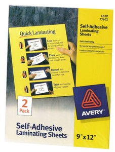 Avery 73602 9" X 12" Clear Self Adhesive Laminating Sheets 2 Count