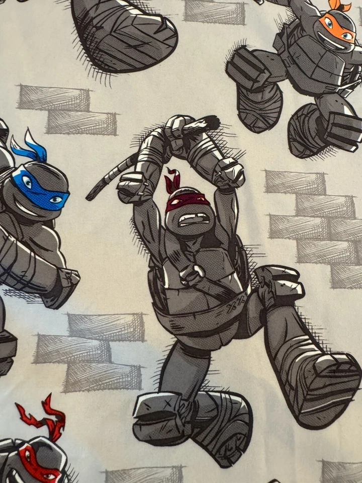 Teenage Mutant Ninja Turtles Hoja Plana Completa Gris Nickelodeon Microfibra Usada en Excelente Condición Foto 3 de 4