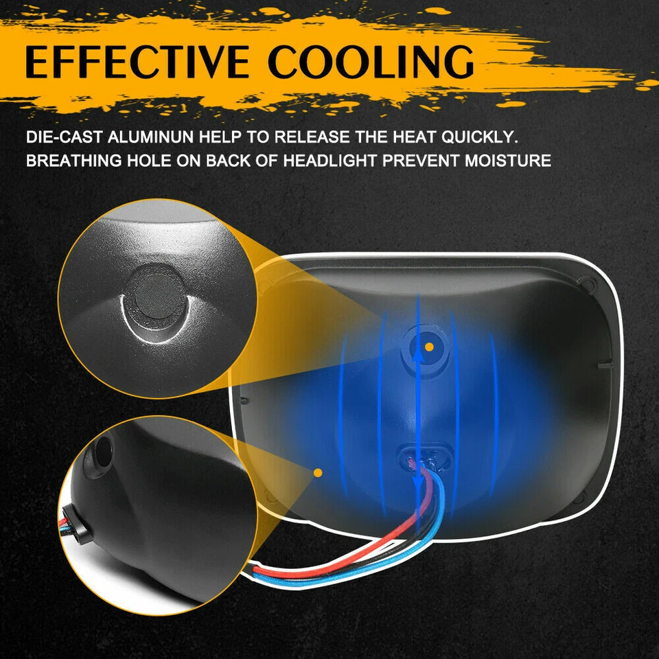 2PCS 7X6" 5X7 LED Headlights For Freightliner FL50 FL60 FL70 FL80 MT35 MT45 MT55 - Image 4 of 4