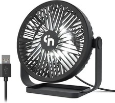 WayToLight USB Desk Fan, Personal Desktop Table Fan w/LED Light, 3 Speed