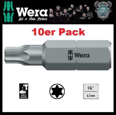 10 Stück WERA Bit Torx 30 T30 TX 30 (1/4'') 6,3 mm Länge 25 mm zähhart + robust !