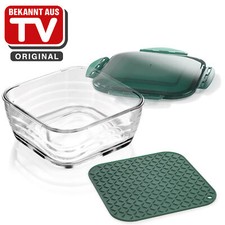 GENIUS Nicer Dicer Chef ciotola in vetro 2,8 litri resistente al forno con coperchio verde