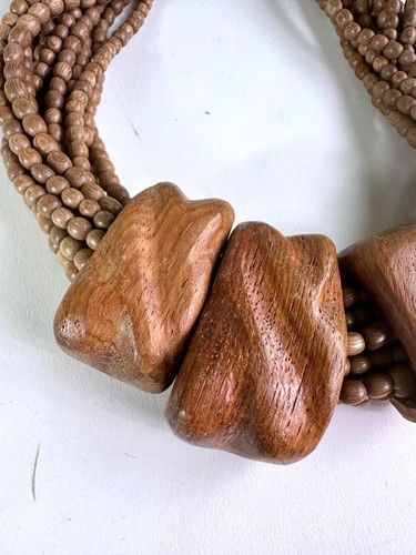 Vintage Monies Wood Multi-strand Necklace, Signed by Gera Lynggaard - Picture 5 of 9
