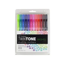 Tombow 61500 Twintone Marker Set, Bright, 12 - Pack. Double - Sided Markers for