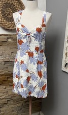 L*Space Floral lined Mini Babydoll Dress - Red and Blue Tie Front size M