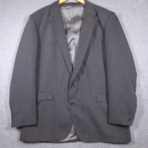 Circle S Blazer Men's 46L Gray Herringbone 2-Button Western Yoke Coat Jacket - Picture 2 of 19