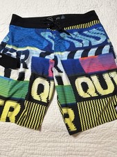 OG Quiksilver Men s SIZE 36 Shorts Board Swim Trunk Cypher Series Y2K Black Blue