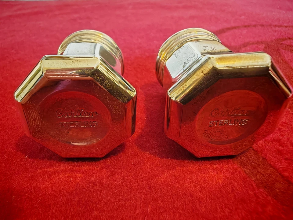 Cartier Silver Salt & Pepper Shaker pots condiment set. No Dinks Or Scratches. - Image 3 of 4