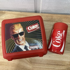 VIntage Max Headroom Coca-Cola Lunchbox & Thermos With Original Instructions