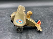 Vintage Marx Toys Looping Rollover Airplane Tin Litho Windup Toy