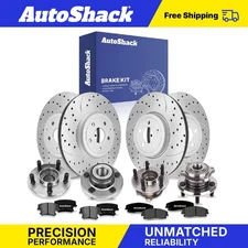 Front Rear Drilled Slotted Brake Rotor Premium Pad Wheel Hub Kit for Charger