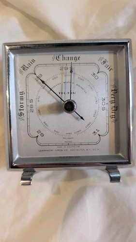 Vintage Tel-Tru 1950's Desk Barometer Germanow-Simon Co. Rochester, NY