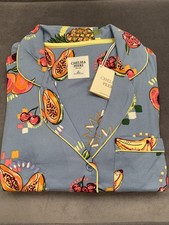 Image of Chelsea Peers Blue Fruit Patterned Shortie Pyjamas Size UK10/Small BNWT