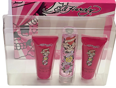 Ed Hardy Women Gift Set 1.7 oz EDP SP + 3oz SHOWER GEL + 3oz BODY LOTION