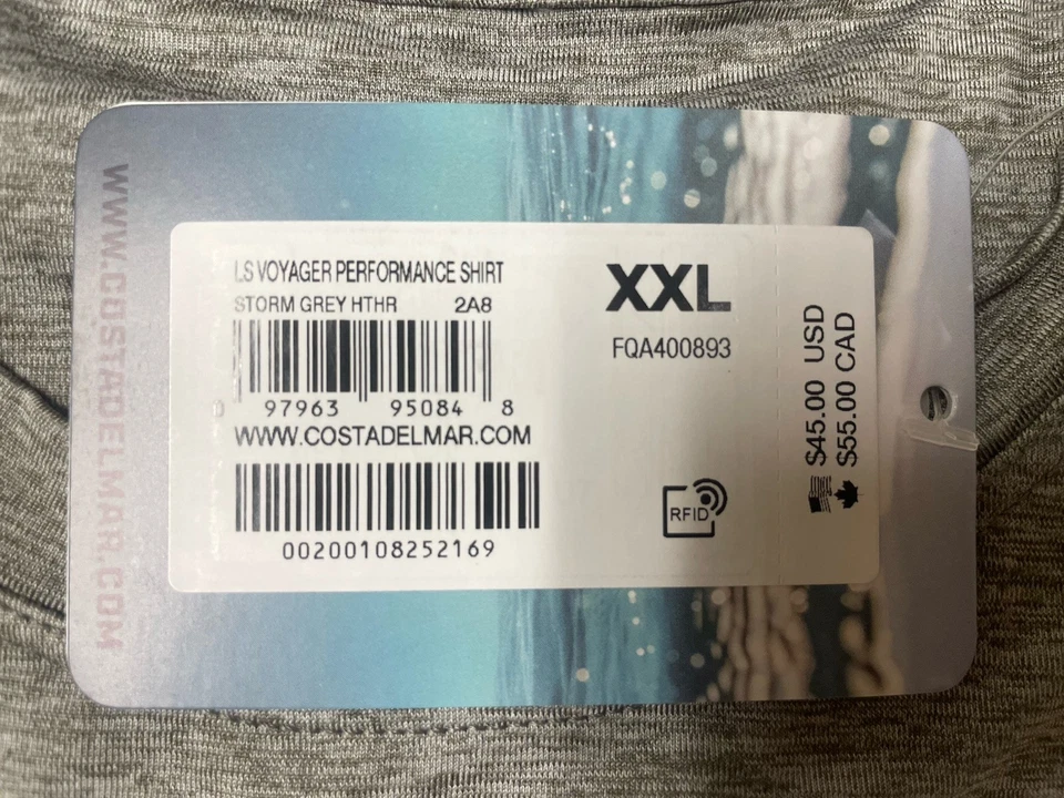 Costa Voyager Performance Long Sleeve Shirt XXL UPF 30+ Moisture Wicking - Изображение 4 из 4