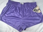 NWT Vintage Fin Purple Shiny Nylon Track Shorts Womens L Pull On Gym Athletic