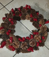 17" Mixed Eden Pine Artificial Christmas Wreath - Unlit ; Door Decoration