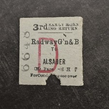 Half. Railway. TICKET, ( Radway gn & B. To. Alsager. 53. .)