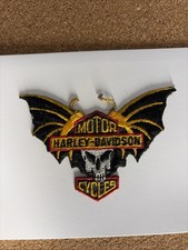Vintage 1970s HARLEY DAVIDSON Skull BAT Outlaw BIKER Motorcycle PATCH! Rare,Mint