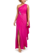 Adrianna Papell Womens Ruched Gown Dress, pink, 4
