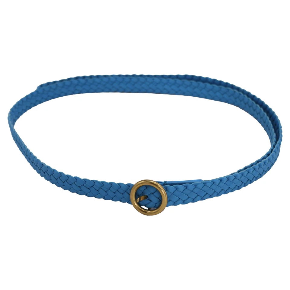 Bottega Veneta Braided Thin Belt In Blue Leather Women Light Blue M