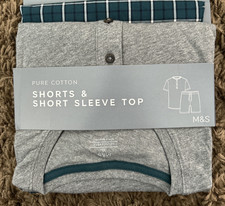 Marks & Spencer Mens Pure Cotton Pyjamas  Shorts & Short Sleeve Top Size Large