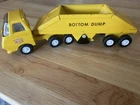 Tonka Bottom Dump Truck Semi & Trailer Yellow Vintage Pressed Steel Toy Rig 9.5