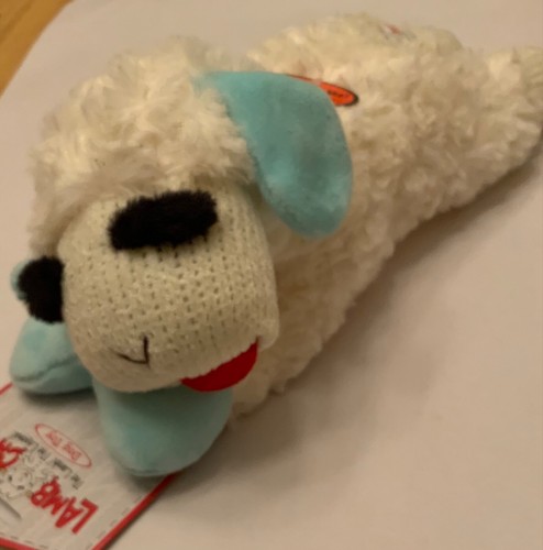 blue lamb chop dog toy