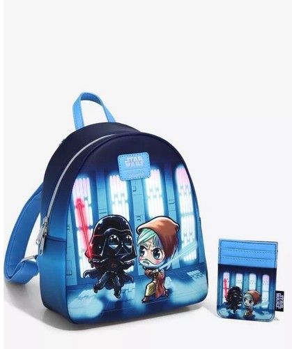 LOUNGEFLY STAR WARS OBI-WAN VS DARTH VADER Laser MINI RUCKSACK & KARTENETUI NEU MIT ETIKETT