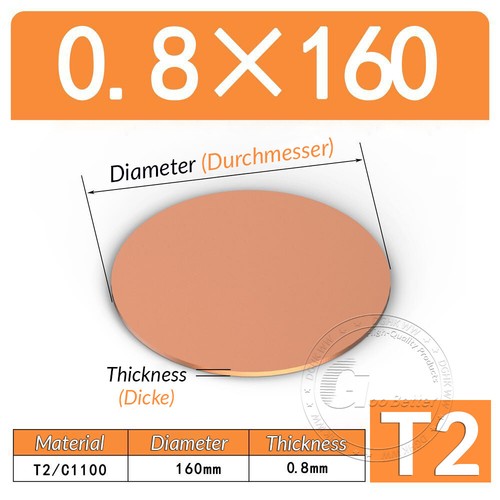 Solid Pure Copper Discs Blanks Round Plate Metal Sheet Thick 0.5-5mm Ø10mm-200mm - Picture 69 of 254