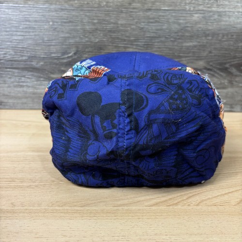 Disney Hat Cap Fitted One Size Flex Blue Mickey Mouse Tattoo Style Disney World - Picture 5 of 10