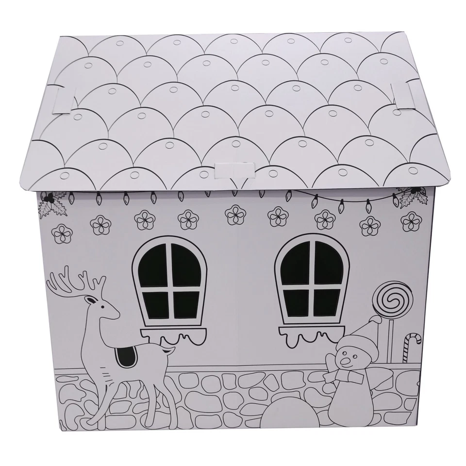 Malhaus Spielhaus Papphaus Kartonhaus mit Türen Lebkuchen Kinder zum Bemalen - Bild 4 von 4