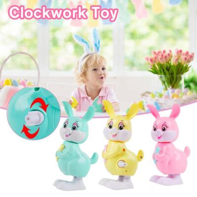 Lovely Gift Child Wind Up Bounce Around Rabbit Easter Bunny Toy Clockwork R9B1