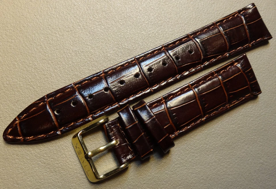 Nueva correa de reloj Timex marrón oscuro simulada grano de cocodrilo de 20 mm de longitud larga Foto 2 de 4