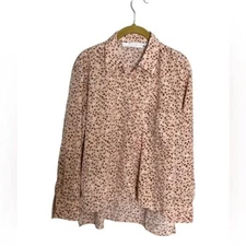 Astr Spotted Blush Pink Button Down Blouse XS