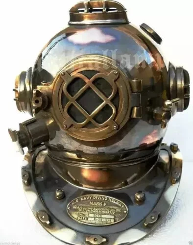 18IN Size Antique U.S Navy Brass Divers Diving Helmet Mark V Deep sea Scuba gift - Image 3 of 4