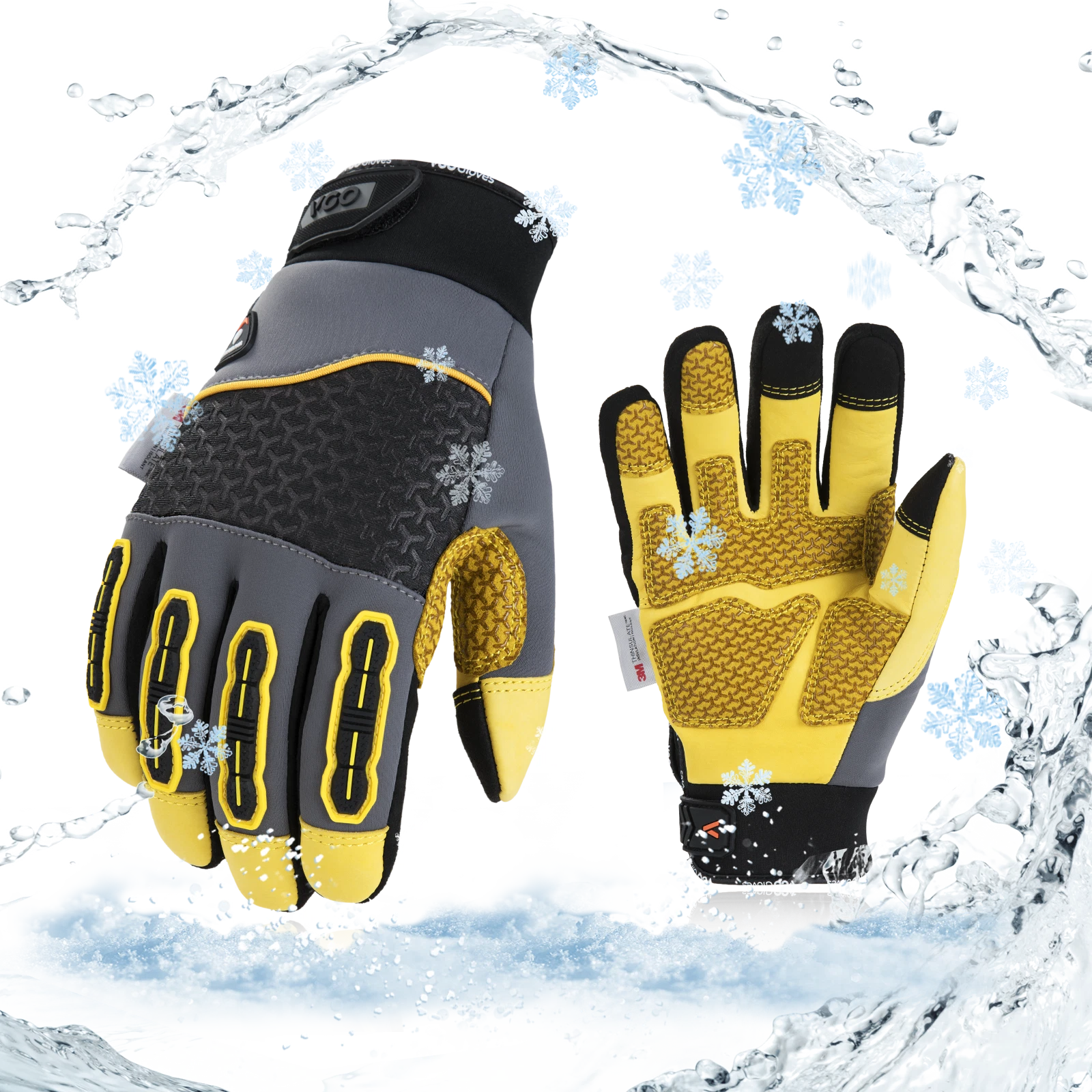 Vgo 1/2Pairs -4°F Coldproof Winter Safety Work Gloves,Water Resistant(CA7724FW)