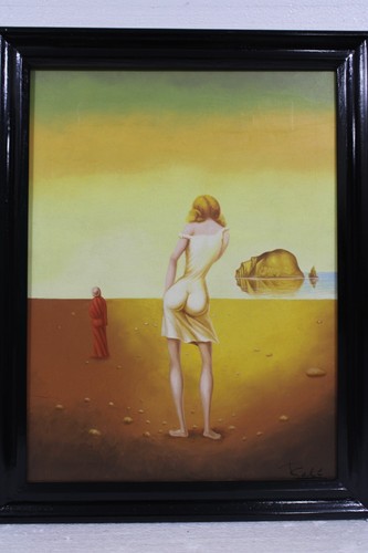 AMAZING SALVADOR DALI OIL ON CANVAS 1959 WITH FRAME IN GOLDEN LEAF VERY NICE - Picture 4 of 14