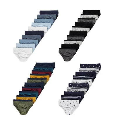 EX STORE JUNGEN 10ER PACK SLIPS UNTERWÄSCHE SLIPS 100 % BAUMWOLLE REICH ALTER 2-16