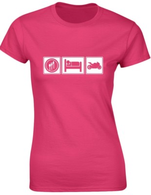 Eat Sleep Bikes Motorbikes Womens T-Shirt 8 Colours (8-20) by swagwear