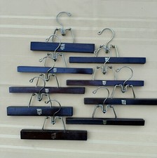 vintage crest logo wooden slacks/pants hangers 9pc lot