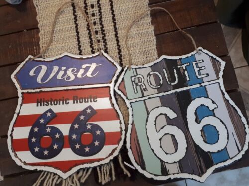 Route 66 Highway Shield Metallschild 11" mit Seil - Bild 1 von 5