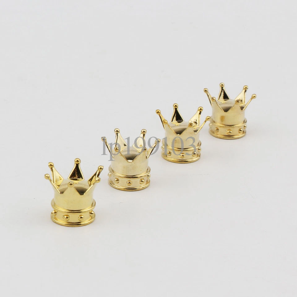 4x Gold Crown Car Truck Motorcycle Bicycle Wheel Tire Valve Stem Dust Caps - Imagem 3 de 4