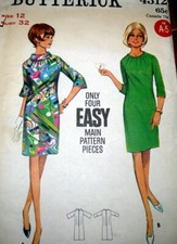  LOVELY VTG 1960s DRESS BUTTERICK Sewing Pattern 12/32